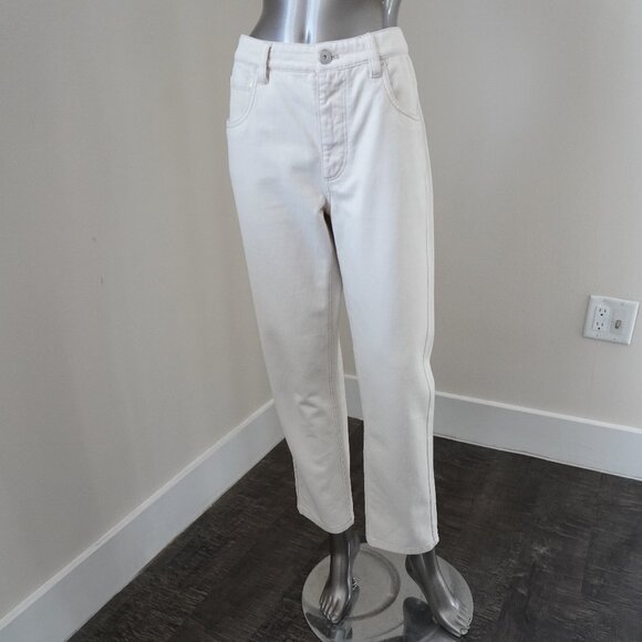 Brunello Cucinelli Monili Jeans Ecru Denim Straight Leg Size 6 New Tag $1595 - Picture 7 of 13